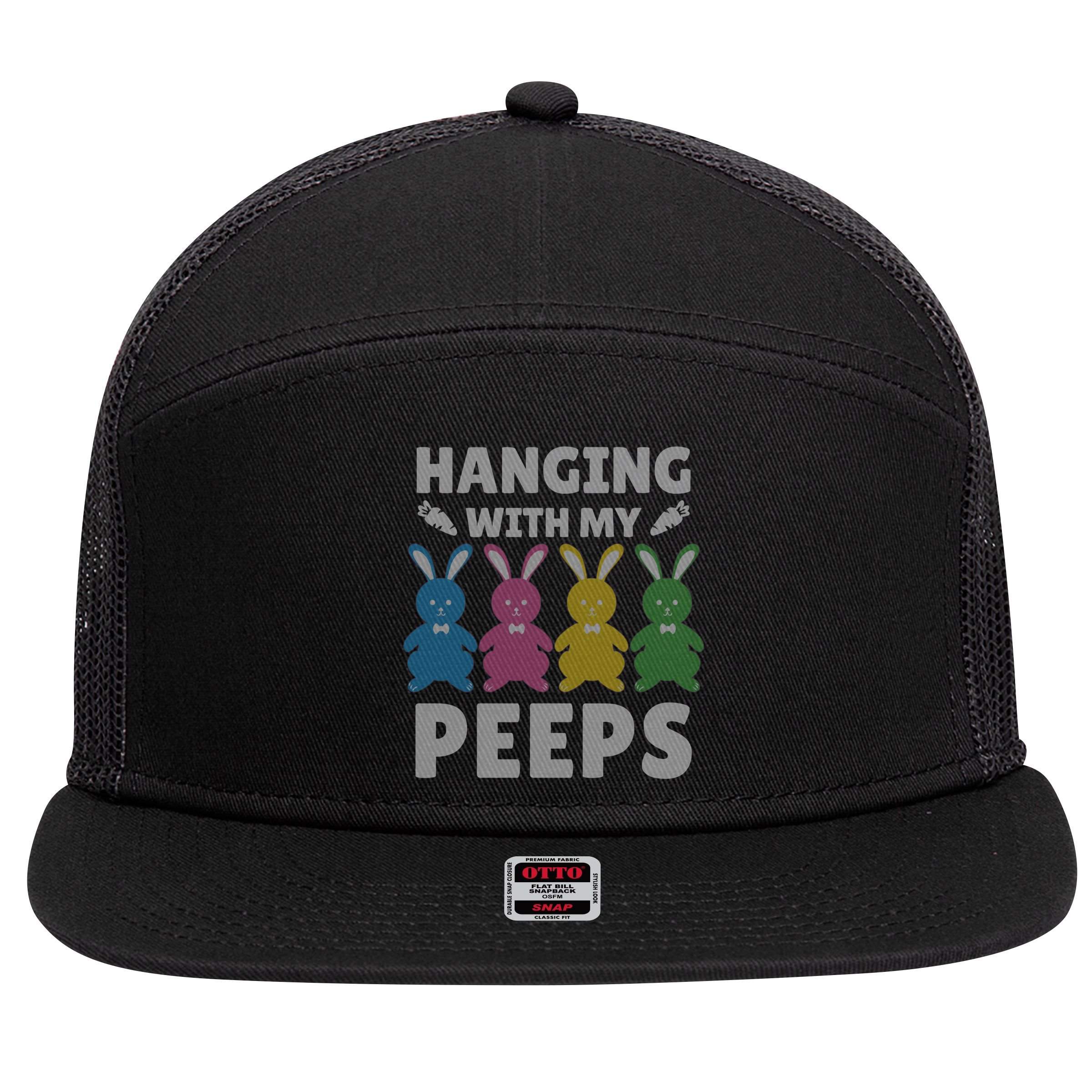 Cute Bunnies Hanging With My Peeps Great Gift 7 Panel Mesh Trucker Snapback Hat