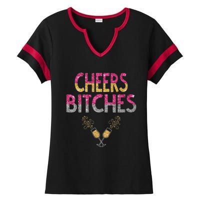 Cheers Bitches Happy New Years Eve  Gift Ladies Halftime Notch Neck Tee