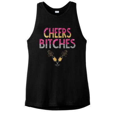 Cheers Bitches Happy New Years Eve  Gift Ladies PosiCharge Tri-Blend Wicking Tank