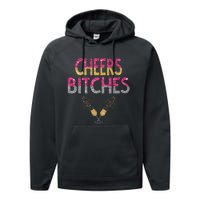 Cheers Bitches Happy New Years Eve  Gift Performance Fleece Hoodie