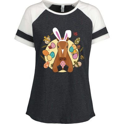 Cute Bunny Horse Easter Sunday Egg Hunter Gift Enza Ladies Jersey Colorblock Tee