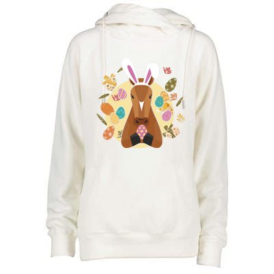 Cute Bunny Horse Easter Sunday Egg Hunter Gift Womens Funnel Neck Pullover Hood