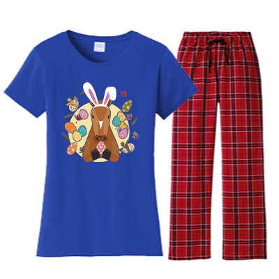 Cute Bunny Horse Easter Sunday Egg Hunter Gift Women's Flannel Pajama Set