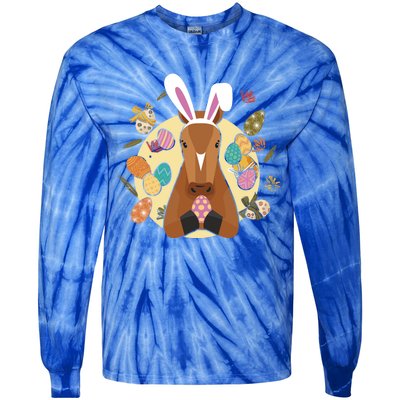 Cute Bunny Horse Easter Sunday Egg Hunter Gift Tie-Dye Long Sleeve Shirt