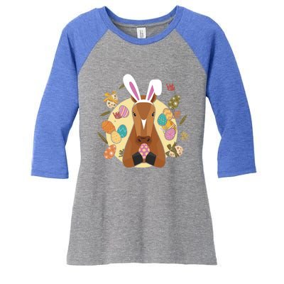 Cute Bunny Horse Easter Sunday Egg Hunter Gift Women's Tri-Blend 3/4-Sleeve Raglan Shirt