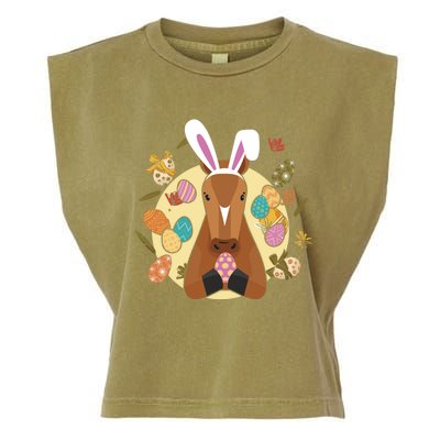 Cute Bunny Horse Easter Sunday Egg Hunter Gift Garment-Dyed Women's Muscle Tee