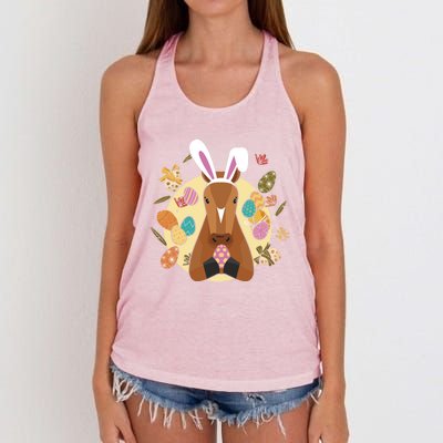 Cute Bunny Horse Easter Sunday Egg Hunter Gift Women's Knotted Racerback Tank