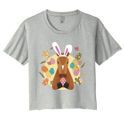 Cute Bunny Horse Easter Sunday Egg Hunter Gift Women's Crop Top Tee