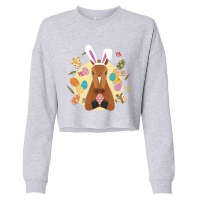 Cute Bunny Horse Easter Sunday Egg Hunter Gift Cropped Pullover Crew