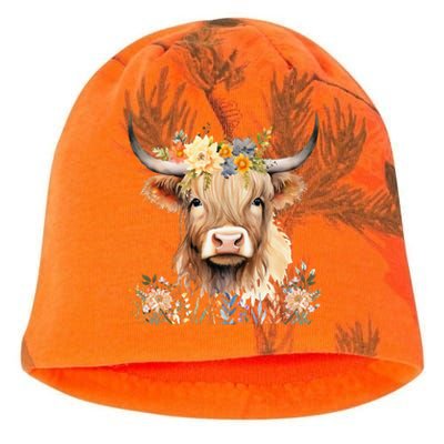 Cute Baby Highland Cow With Flowers Calf Animal Cow Women Kati - Camo Knit Beanie