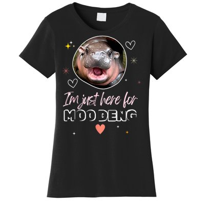 Cute Baby Hippo Im Just Here For Moo Deng Bouncy Souvenir Gift Women's T-Shirt