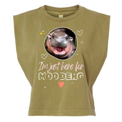 Cute Baby Hippo Im Just Here For Moo Deng Bouncy Souvenir Gift Garment-Dyed Women's Muscle Tee