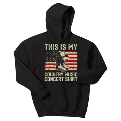 Cowboy Boots Hat This Is My Country Music Concer Kids Hoodie