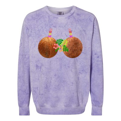 Coconut Bra Hawaii Luau Costume Funny Colorblast Crewneck Sweatshirt