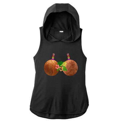 Coconut Bra Hawaii Luau Costume Funny Ladies PosiCharge Tri-Blend Wicking Draft Hoodie Tank