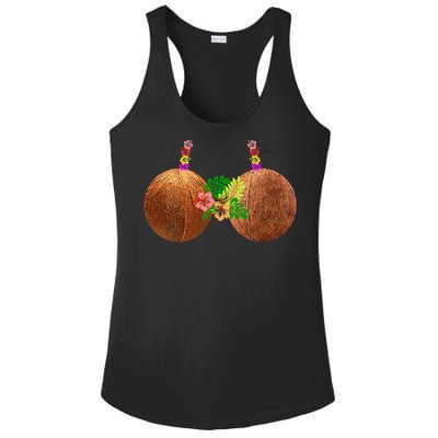 Coconut Bra Hawaii Luau Costume Funny Ladies PosiCharge Competitor Racerback Tank