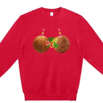 Coconut Bra Hawaii Luau Costume Funny Premium Crewneck Sweatshirt