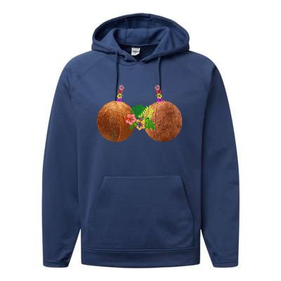 Coconut Bra Hawaii Luau Costume Funny Performance Fleece Hoodie