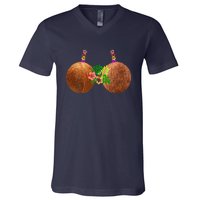 Coconut Bra Hawaii Luau Costume Funny V-Neck T-Shirt