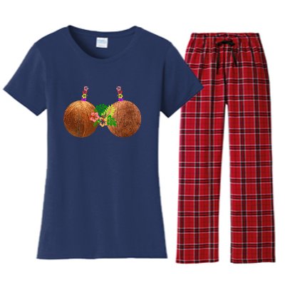 Coconut Bra Hawaii Luau Costume Funny Women's Flannel Pajama Set