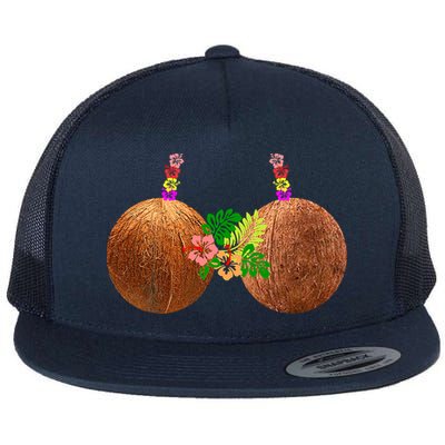 Coconut Bra Hawaii Luau Costume Funny Flatbill Hat