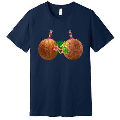 Coconut Bra Hawaii Luau Costume Funny Premium T-Shirt