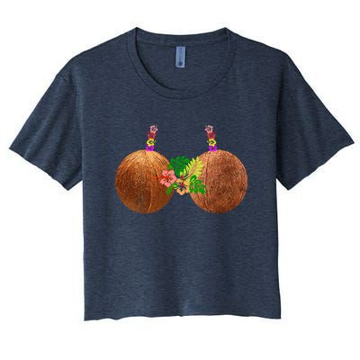 Coconut Bra Hawaii Luau Costume Funny Women's Crop Top Tee