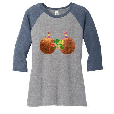 Coconut Bra Hawaii Luau Costume Funny Women's Tri-Blend 3/4-Sleeve Raglan Shirt