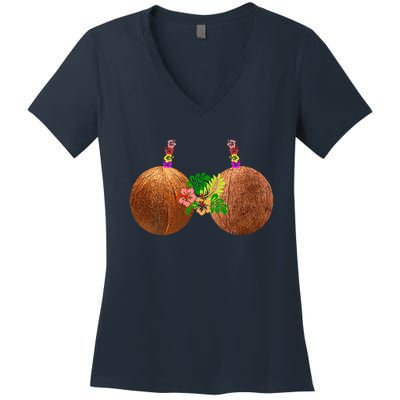 Coconut Bra Hawaii Luau Costume Funny Women's V-Neck T-Shirt