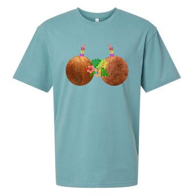 Coconut Bra Hawaii Luau Costume Funny Sueded Cloud Jersey T-Shirt