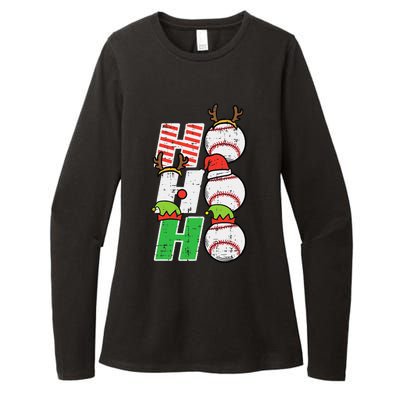 Christmas Baseball Ho Ho Ho Funny Xmas Sports Funny Womens CVC Long Sleeve Shirt