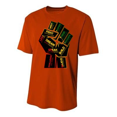 Cool Black History Month Historical Figures Protest Fist Performance Sprint T-Shirt