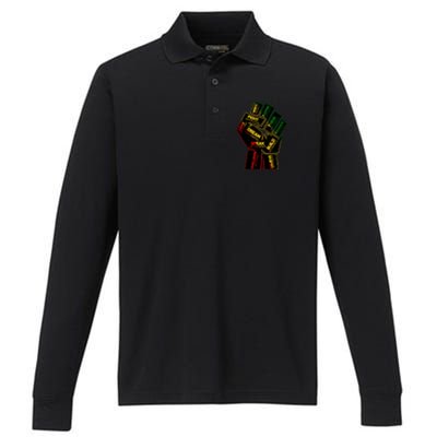 Cool Black History Month Historical Figures Protest Fist Performance Long Sleeve Polo