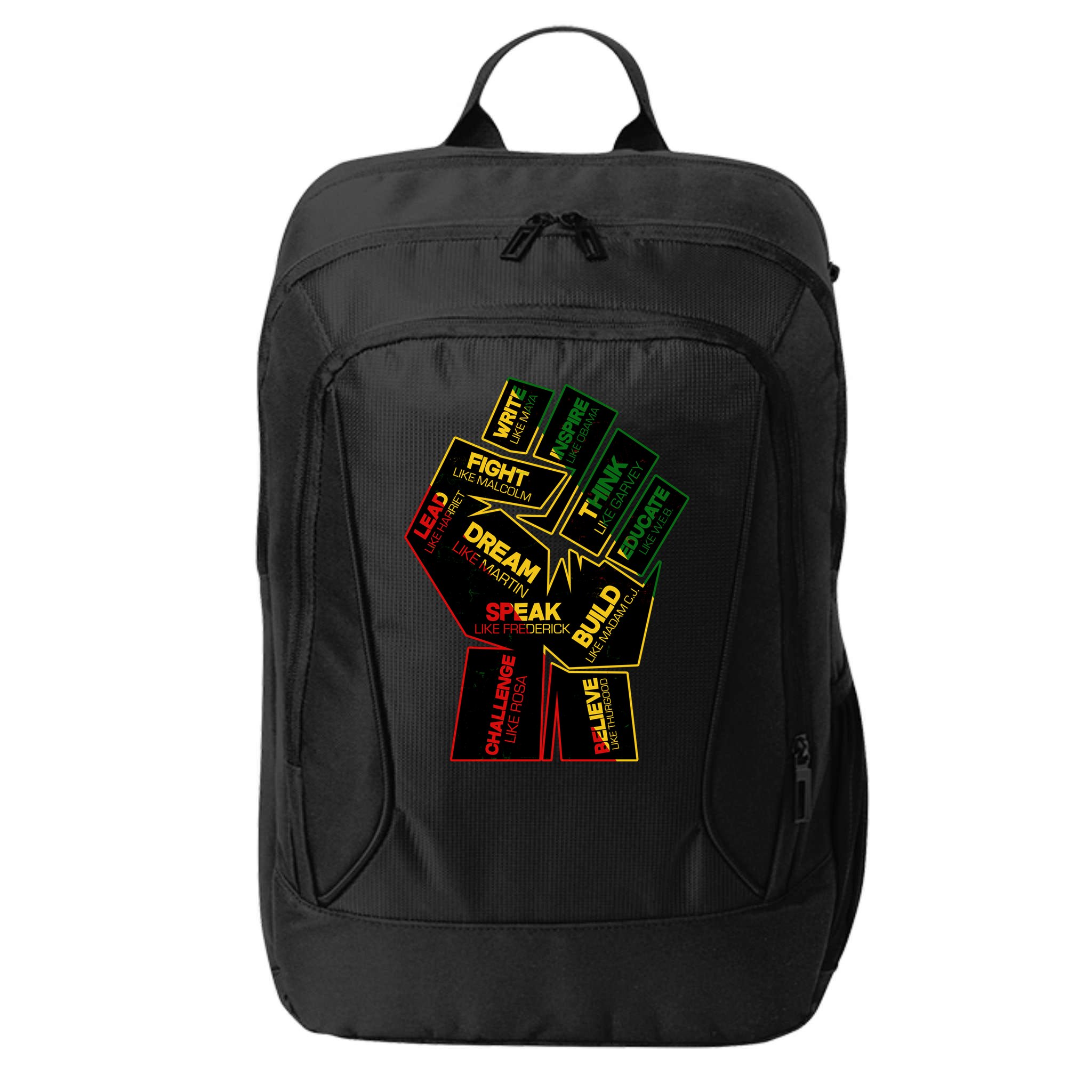 Cool Black History Month Historical Figures Protest Fist City Backpack