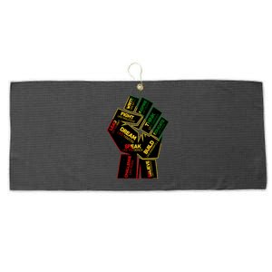 Cool Black History Month Historical Figures Protest Fist Large Microfiber Waffle Golf Towel