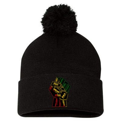 Cool Black History Month Historical Figures Protest Fist Pom Pom 12in Knit Beanie