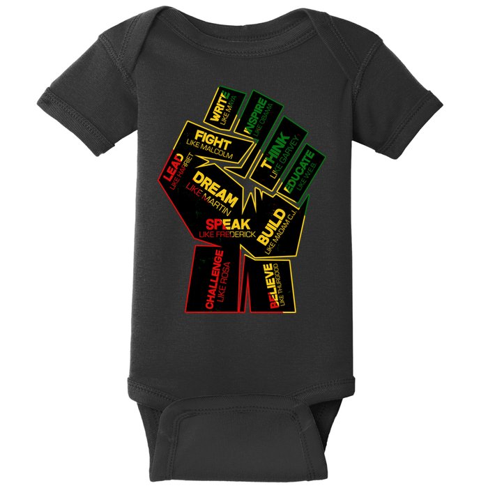 Cool Black History Month Historical Figures Protest Fist Baby Bodysuit