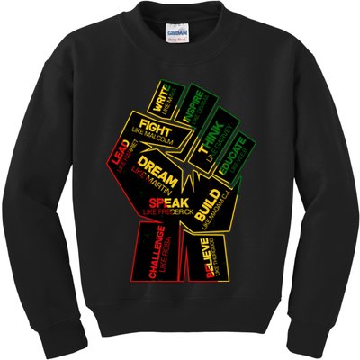 Cool Black History Month Historical Figures Protest Fist Kids Sweatshirt