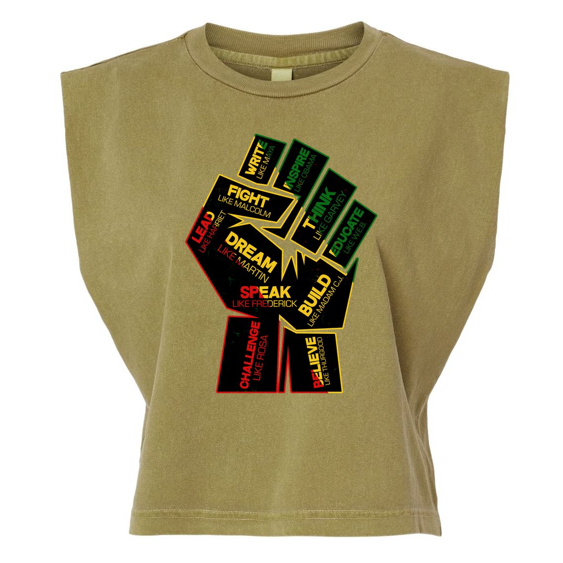 Cool Black History Month Historical Figures Protest Fist Garment-Dyed Women's Muscle Tee
