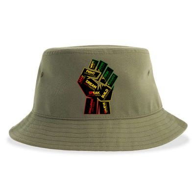 Cool Black History Month Historical Figures Protest Fist Sustainable Bucket Hat