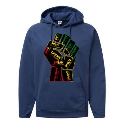 Cool Black History Month Historical Figures Protest Fist Performance Fleece Hoodie