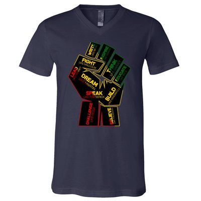 Cool Black History Month Historical Figures Protest Fist V-Neck T-Shirt