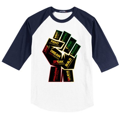 Cool Black History Month Historical Figures Protest Fist Baseball Sleeve Shirt