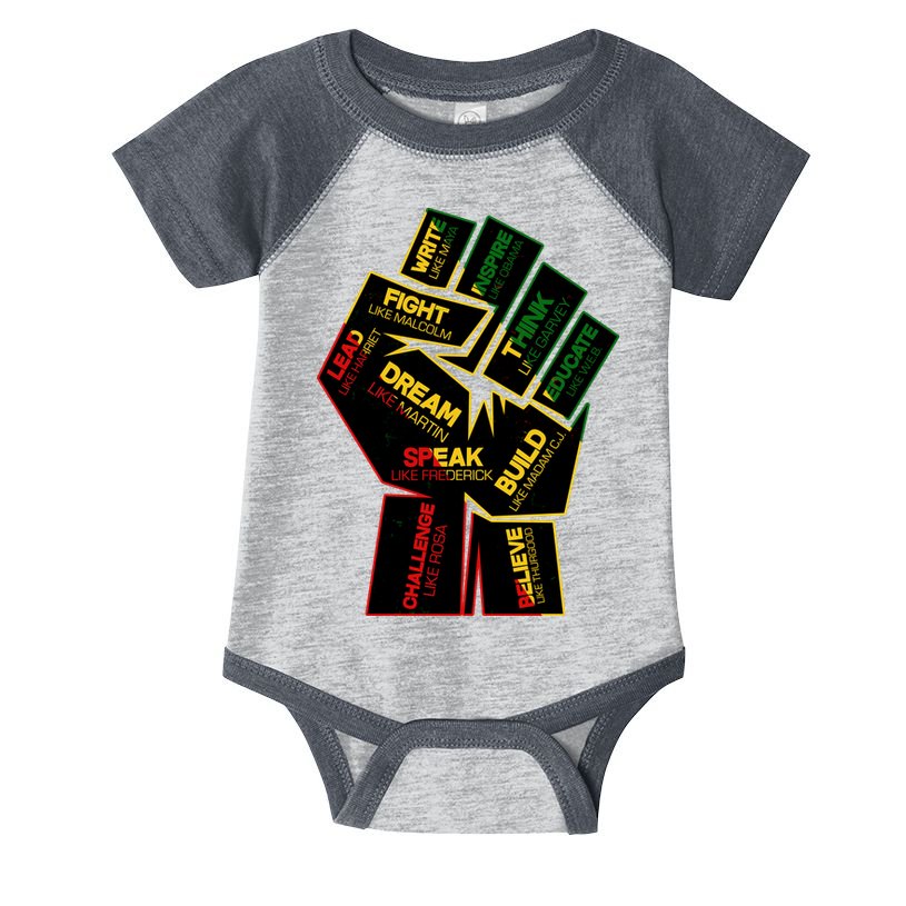 Cool Black History Month Historical Figures Protest Fist Infant Baby Jersey Bodysuit