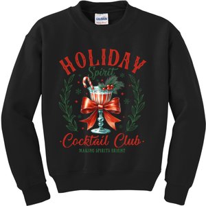 Coquette Bow Holiday Spirit Cocktail Club Christmas Party Kids Sweatshirt