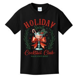 Coquette Bow Holiday Spirit Cocktail Club Christmas Party Kids T-Shirt