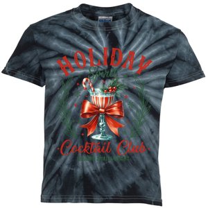 Coquette Bow Holiday Spirit Cocktail Club Christmas Party Kids Tie-Dye T-Shirt