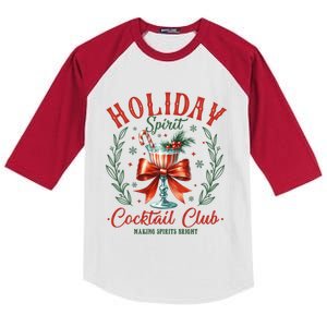 Coquette Bow Holiday Spirit Cocktail Club Christmas Party Kids Colorblock Raglan Jersey