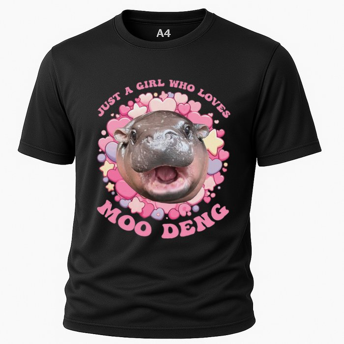 Cute Baby Hippo Moo Deng Cool Just A Girl Who Loves Moo Deng Cooling Performance Crew T-Shirt