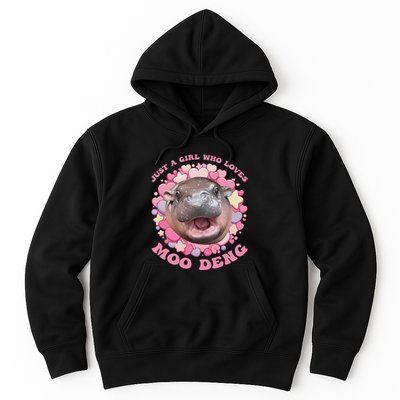 Cute Baby Hippo Moo Deng Cool Just A Girl Who Loves Moo Deng Hoodie